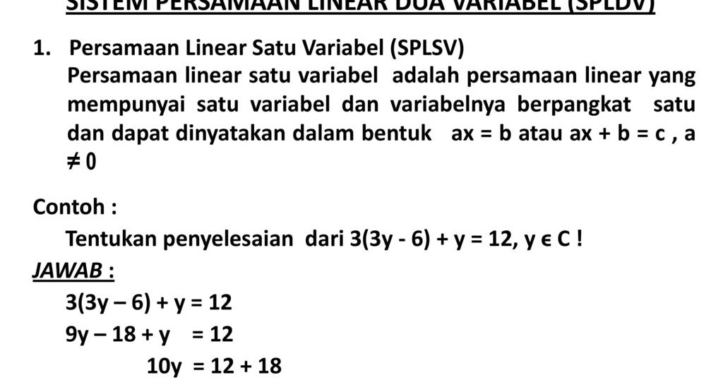 Teori Sistem Persamaan Linear Variabel