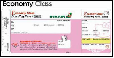 Hello Kitty airplane ticket