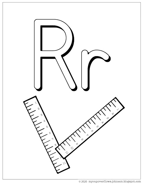 R is for ruler coloring page