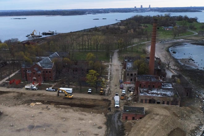View of Hart Island in New York - the place for mass burial, now active