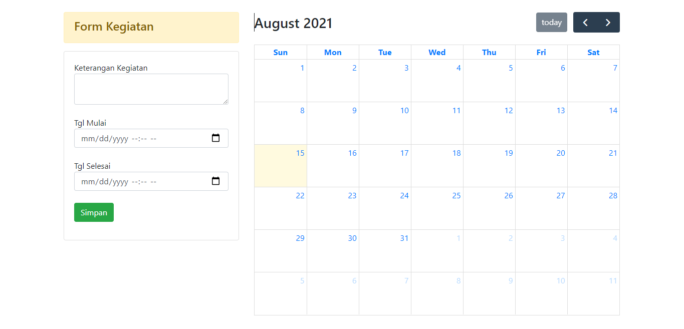 Cara menggunakan membuat kalender bootstrap
