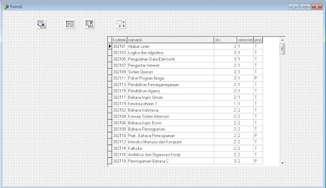 tampilan dbgrid setelah terhubung sql