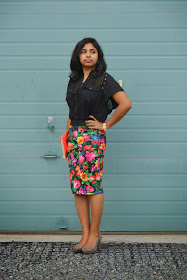 Mango Studded Sheer Shirt, S.Y.L.K Floral Pencil Skirt