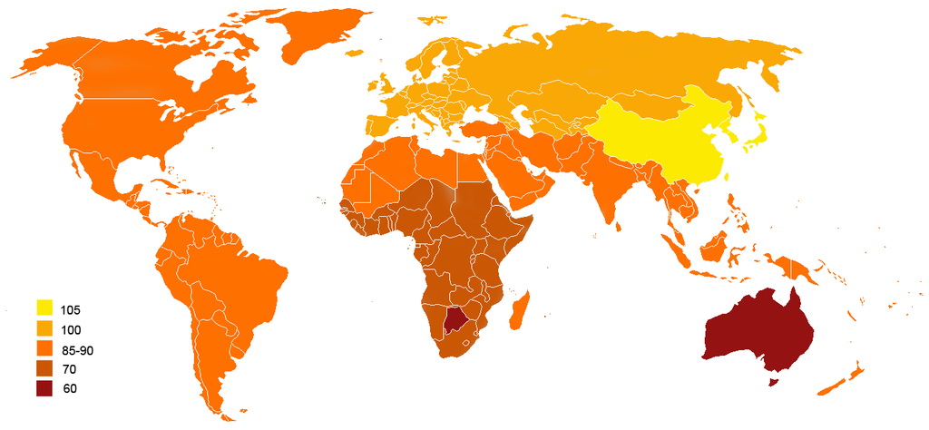 Countries By Average IQ Vivid Maps Countries By Average IQ Vivid Maps