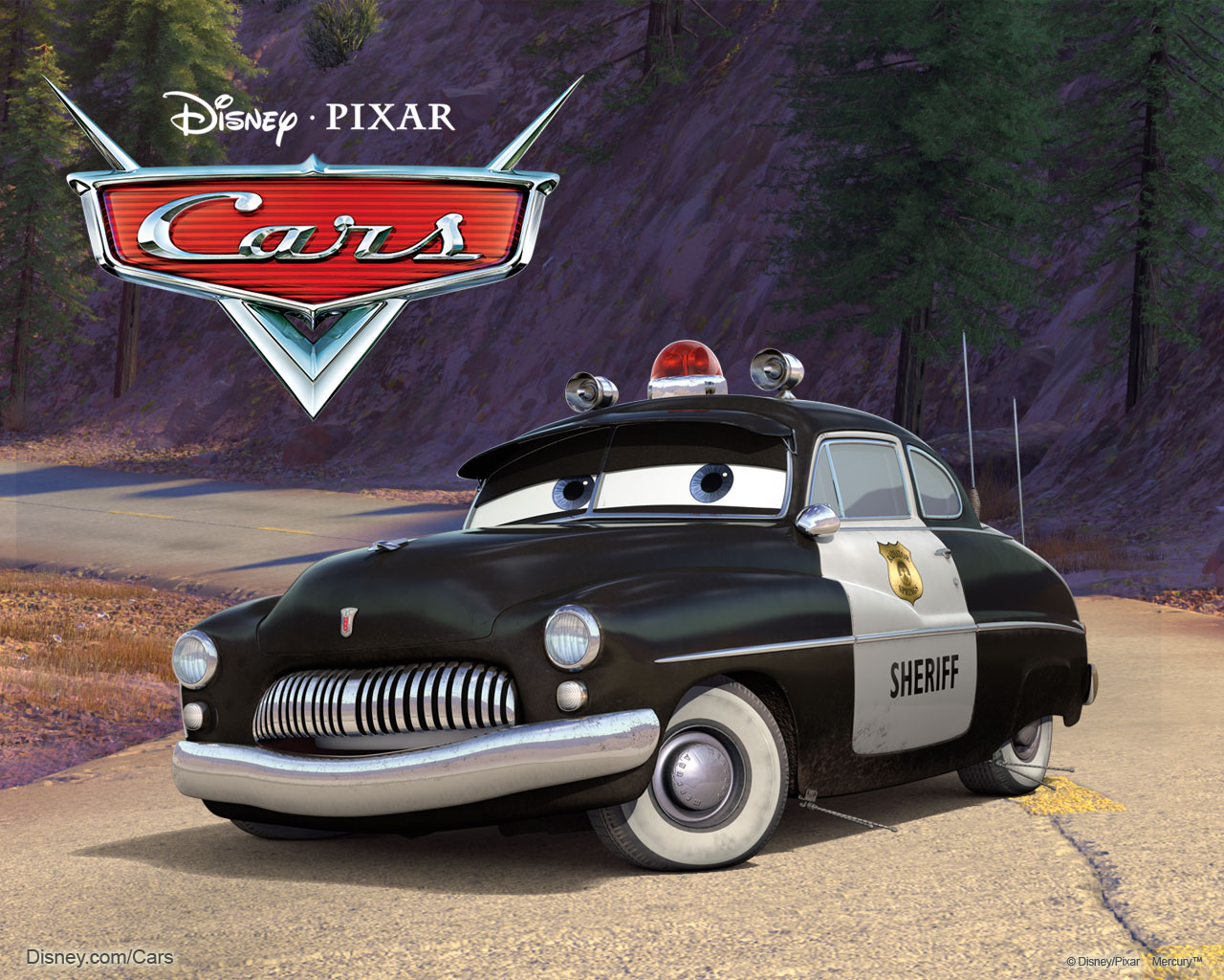 Disney Pixar Cars Cartoon Characters " Sheriff " Wallpaper