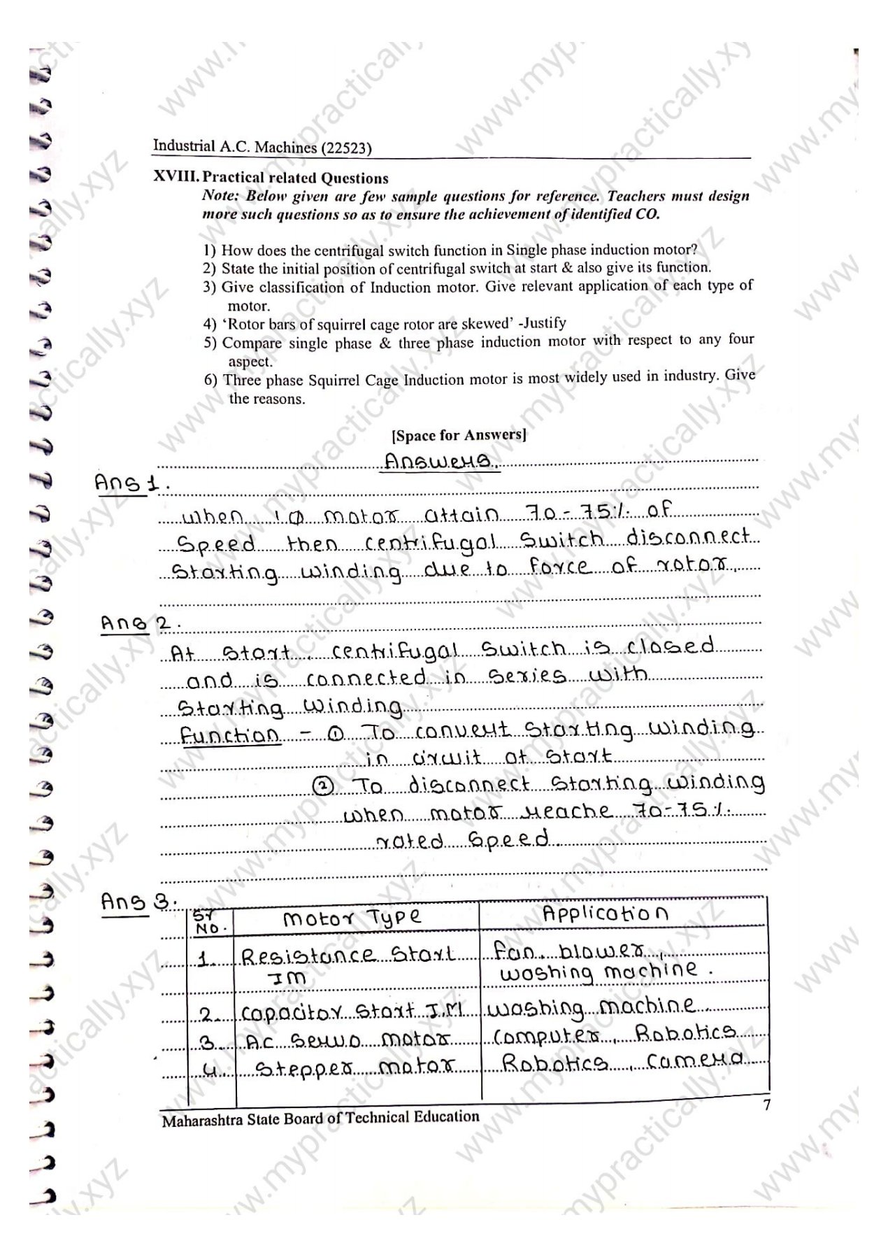 Industrial AC Machine IAM 22523 Lab Manual Answers Msbte I scheme