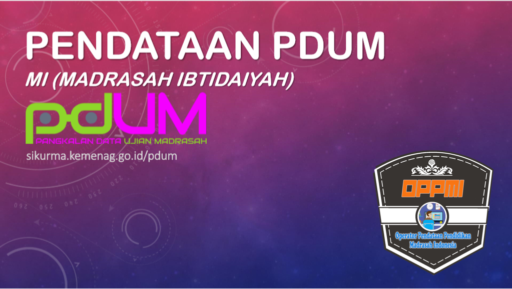 Pendataan Pangkalan Data Ujian Madrasah Pdum Jenjang Mi Tahun 2019 2020 Oppmi