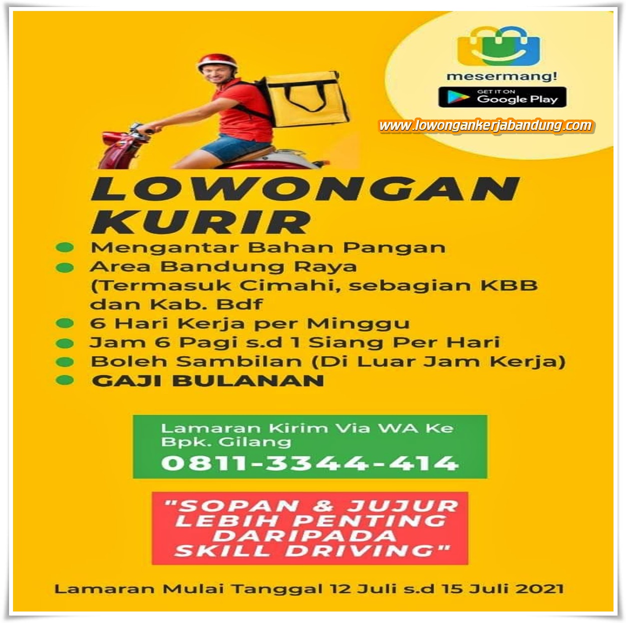 Ilustrasi lowongan kerja kurir J&T