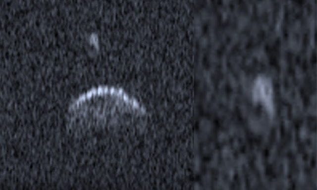 Kuva: Oletettavasti kappale asteroidin yllä on pieni kuu, vai onko se jokin avaruusolentojen ohjastama laite?
