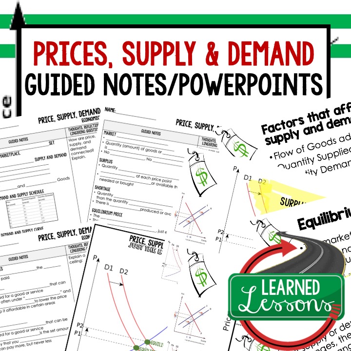Economics Guided Notes, Economic PowerPoints Learned Lessons Teaching Materials