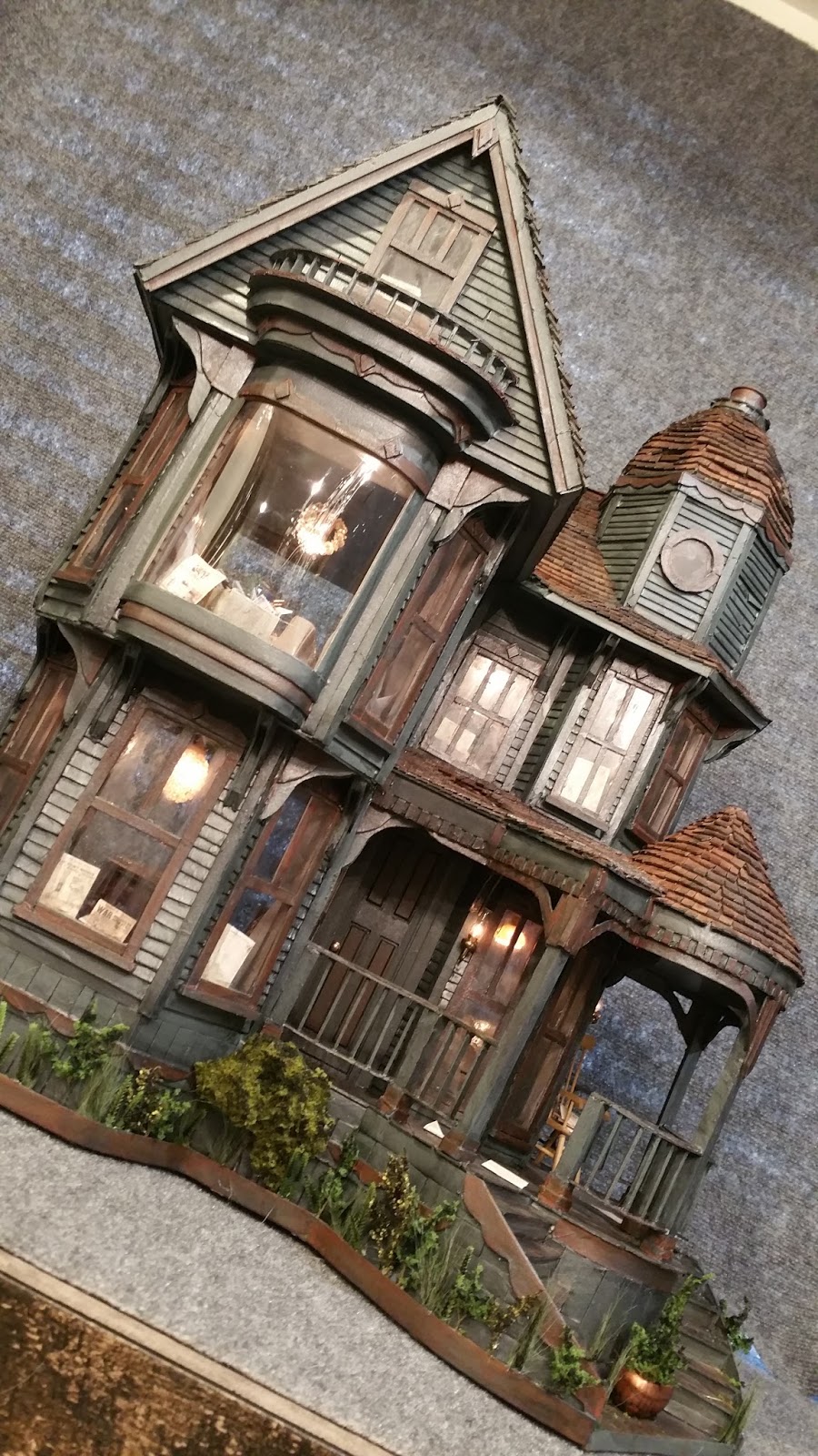 Greggs Miniature Imaginations Haunted Mansion made out of Cardboard