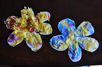 Create flowers with painted tissue paper