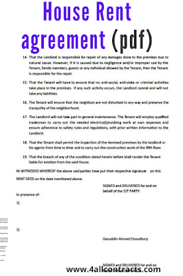 House rent agreement format pdf