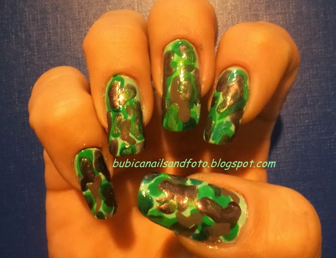 simple nails 298 camouflage green nails ,camouflage nail art