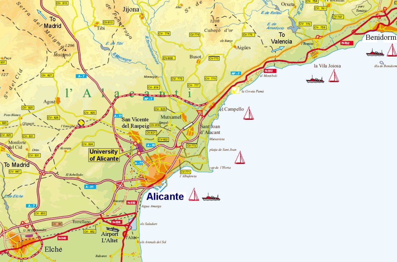 Kaart Alicante Omgeving - Vogels