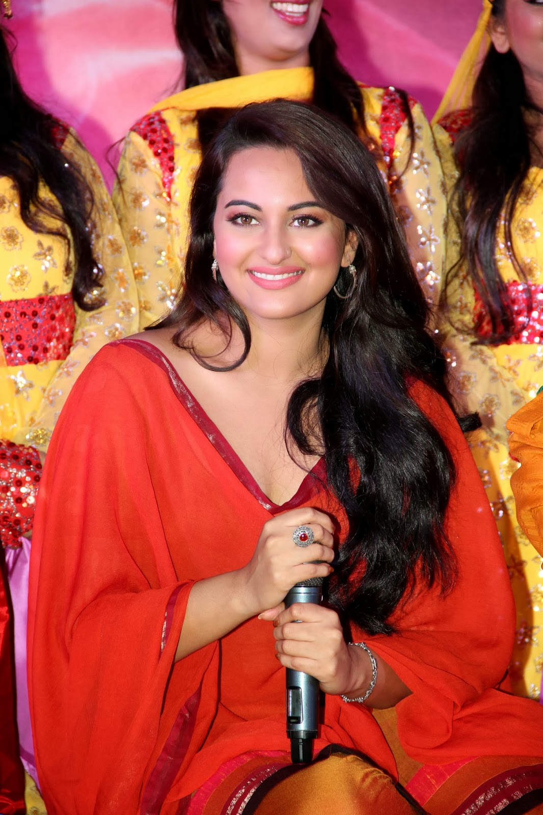 Indian Actress Sonakshi Sinha Spicy Stills In Colorful Red Dress