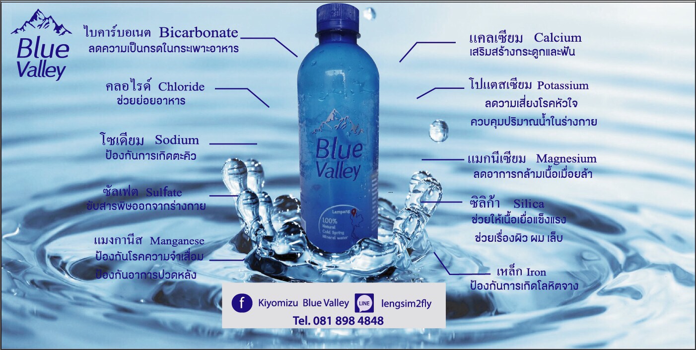 น้ำแร่ Blue Valley “น้ำแร่ธรรมชาติ 100 %”