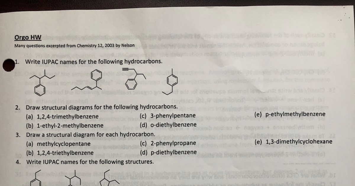 Murph's Blog of Chem Joy SCH 4U Organic Chemistry Homework & Answers