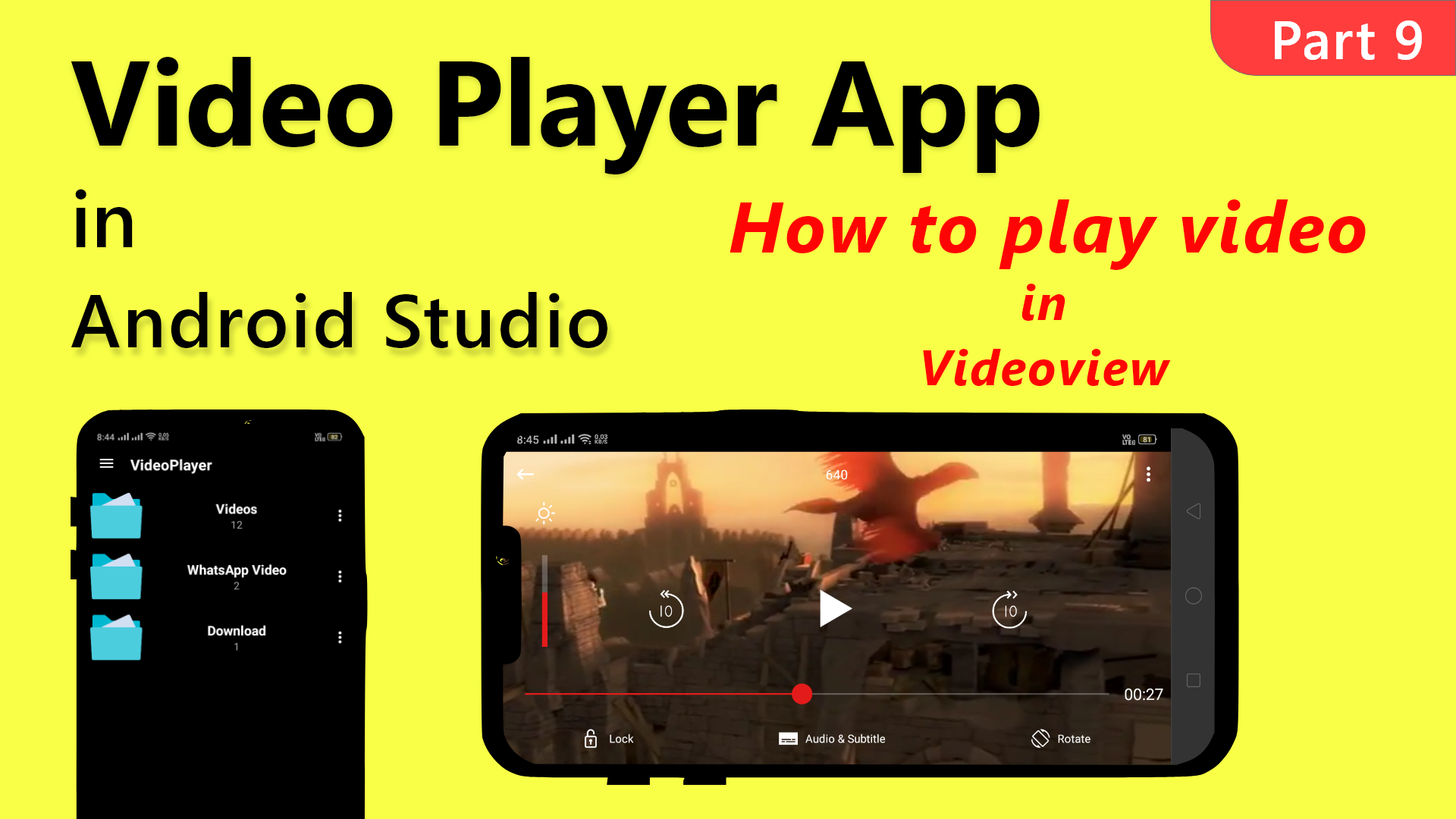 How to play video in VideoView Android Studio Video Player App Part 9