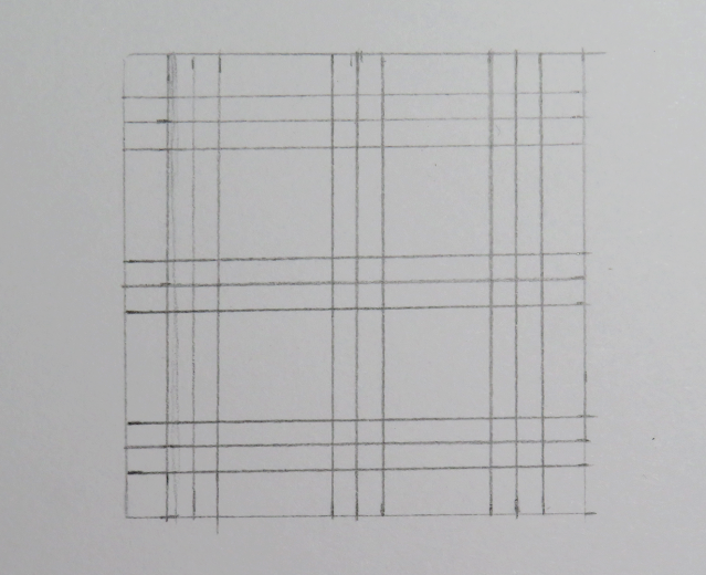 Líneas dibujadas de tres en tres en horizontal y vertical entrecruzándose