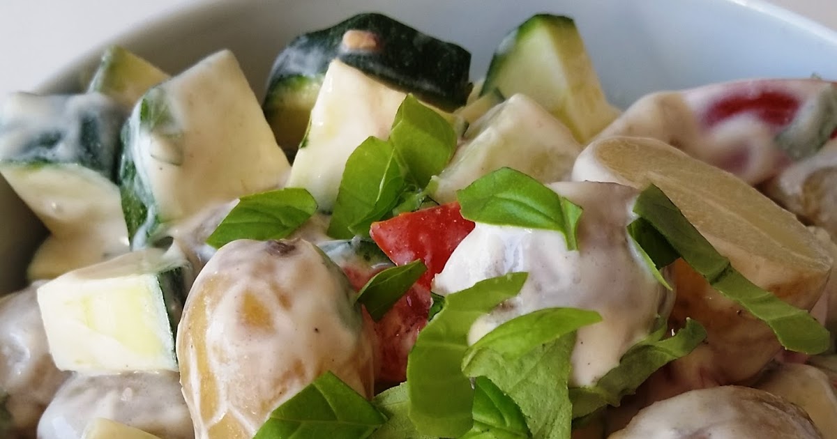 En verden af smag!: Kartoffelsalat med Grøntsager og Basilikum
