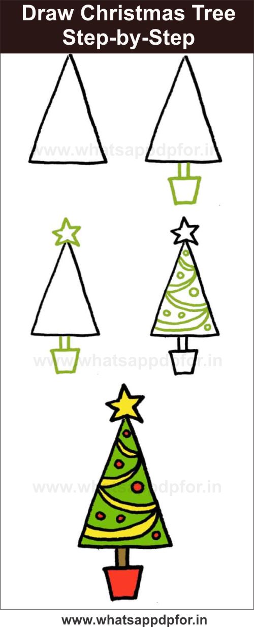 181+ Easy Christmas Tree Drawing Images Xmas tree drawing images