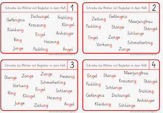 Lernstübchen: Lese- und Schreibkärtchen zu ng-Wörtern