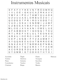 sopa de letras instrumentos musicais