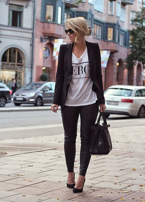 Just a pretty style | Latest fashion trends: Leather pants with white ...