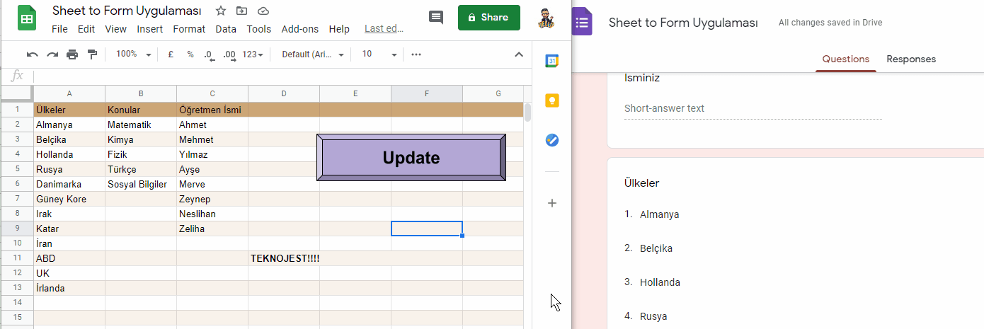 google form ornek calismalar