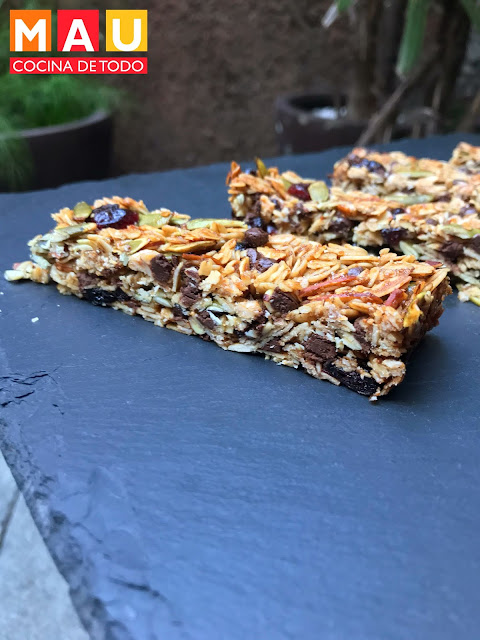 barritas de granola mau cocina de todo caseras chocolate arandanos avena pepita de calabaza