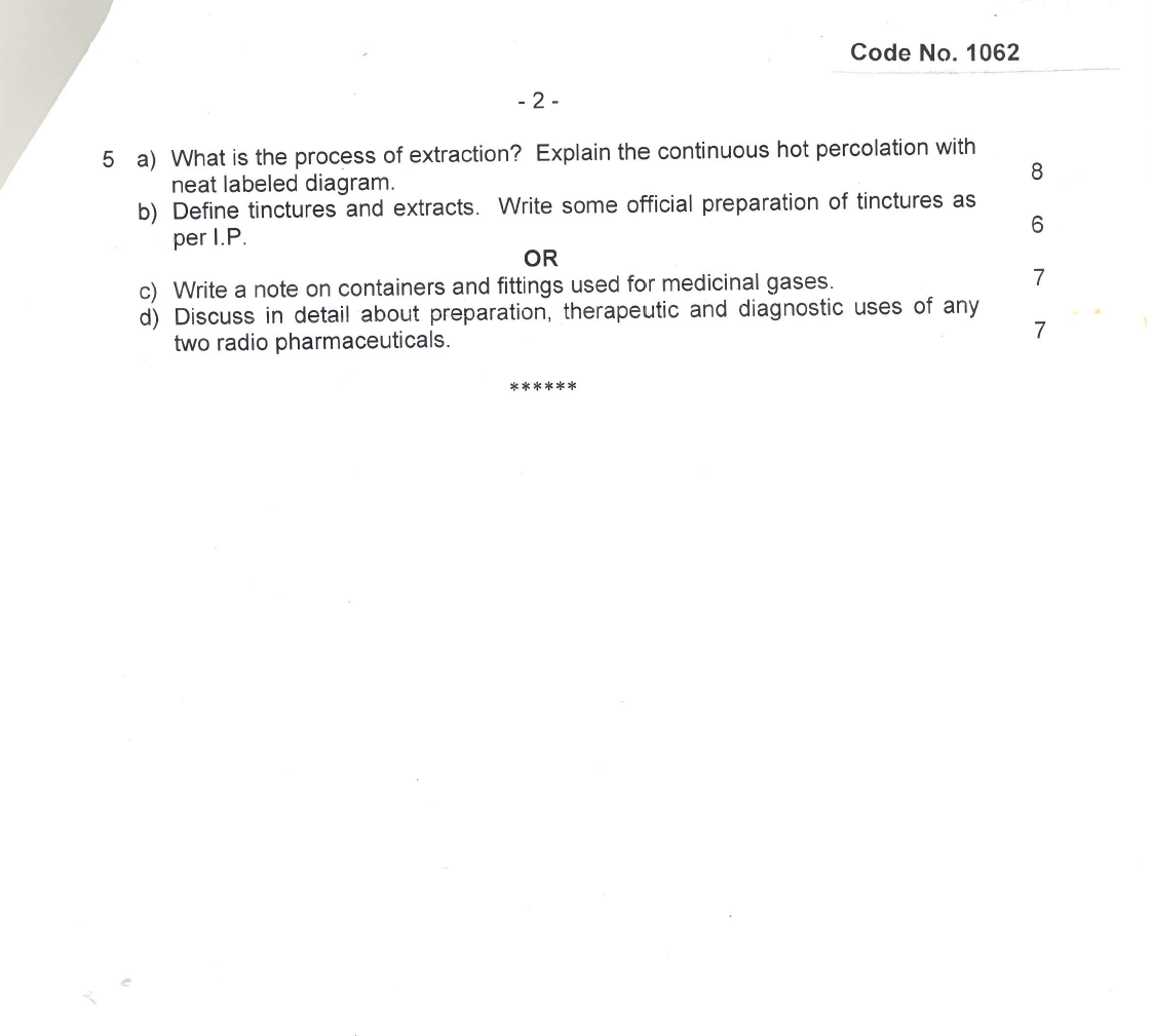 Osmania University B. Pharmacy I Year (Supplementary) Subject