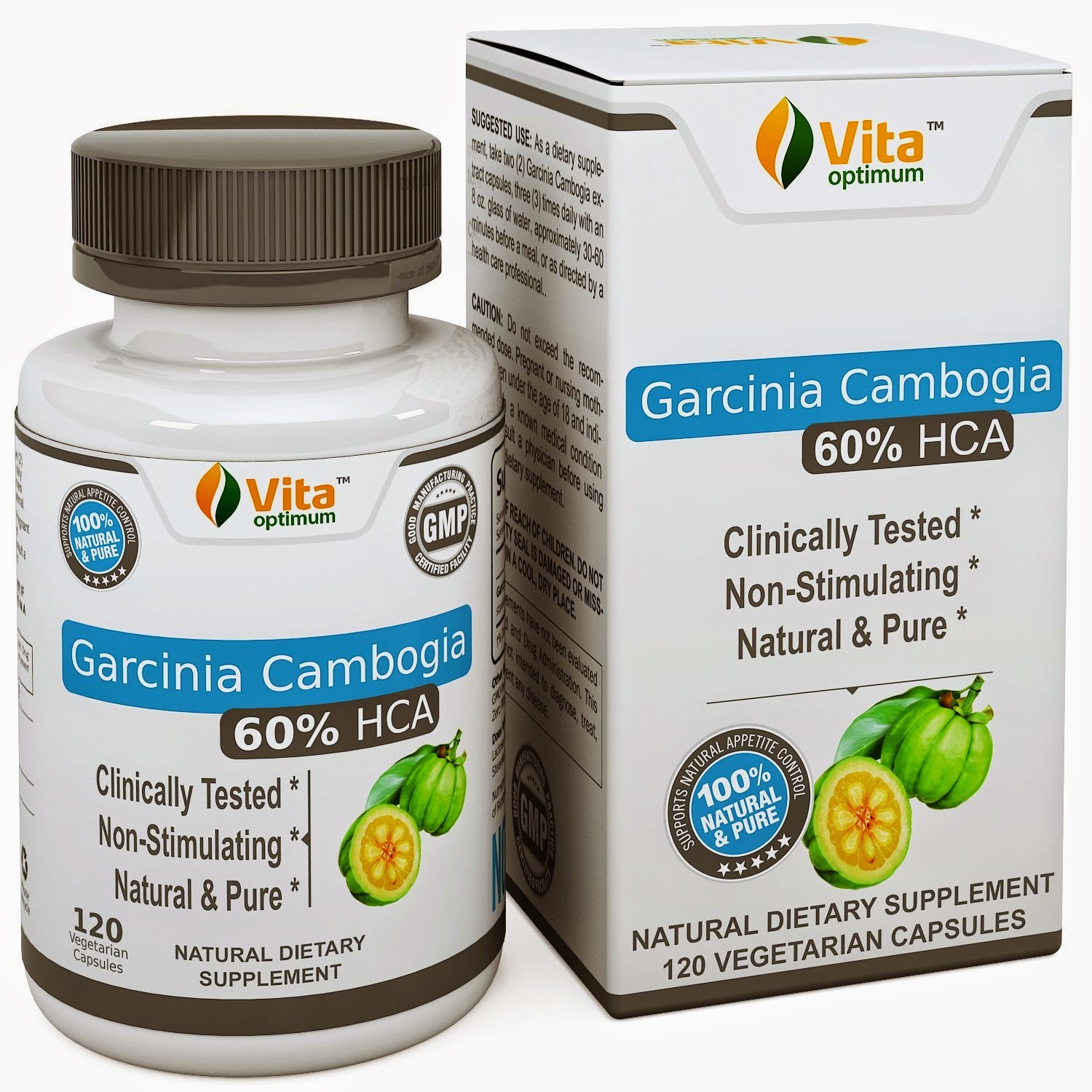 Garcinia Cambogia Extract - 60% Hca - (120 Vegetarian Diet Pills) By Vita Optimum