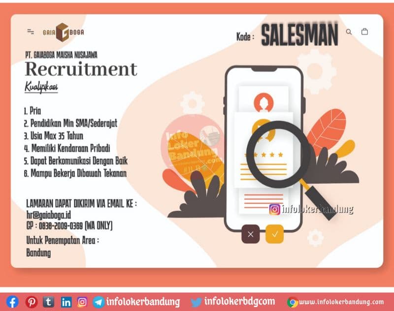Lowongan Kerja Pt Gaiaboga Maisha Nusajawa Bandung Juni 2021 Info Loker Bandung 2021