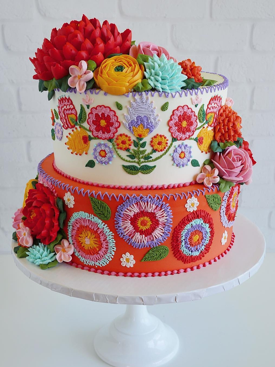 Buttercream Brush Embroidery Cake Cake Decorating  YouTube