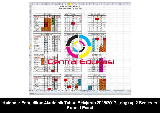 Kalender Pendidikan Akademik Tahun Pelajaran 2016/2017 Lengkap 2 Semester Format Excel Kalender Pendidikan Akademik Tahun Pelajaran 2016/2017 Lengkap 2 Semester Format Excel