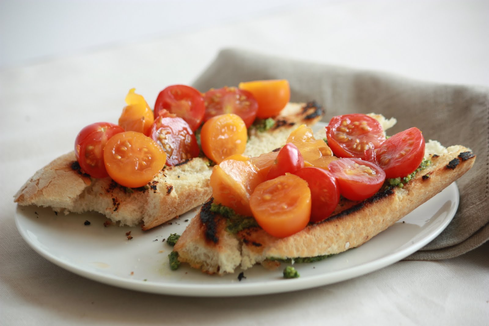 With Milk & Flour Basil Pesto and Bruchetta