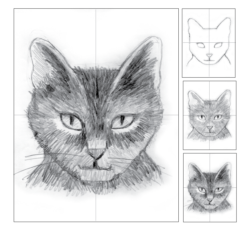 Cat Head Pencil Shading Art Projects for Kids