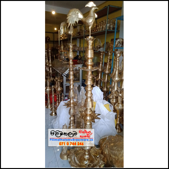 Traditional Brass Oil Lamp 6ft Kukula Pahana Ceremonial Lamp