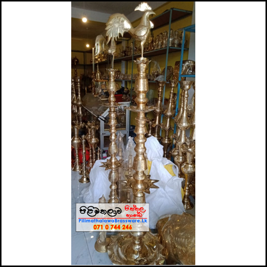 Traditional Brass Oil Lamp 6ft - Kukula Pahana - Ceremonial Lamp - කුකුලා පහන