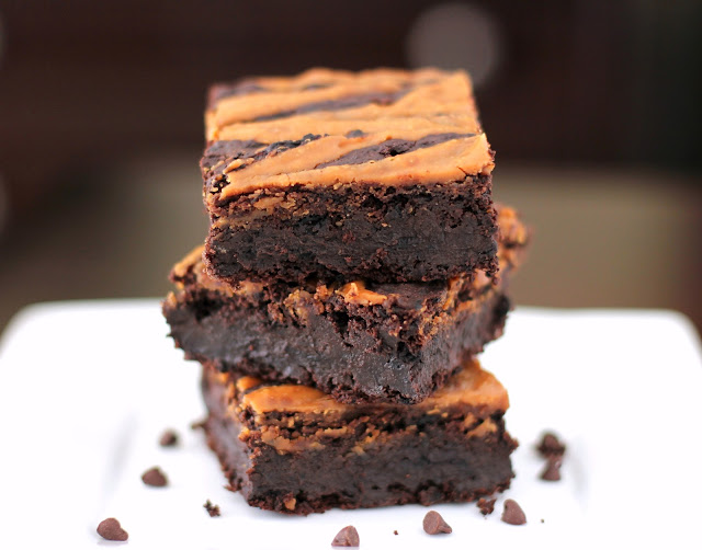 Super moist and fudgy Healthy Fudgy Peanut Butter Swirled Black Bean Brownies! Low fat, sugar free, high fiber, high protein, gluten free and vegan!