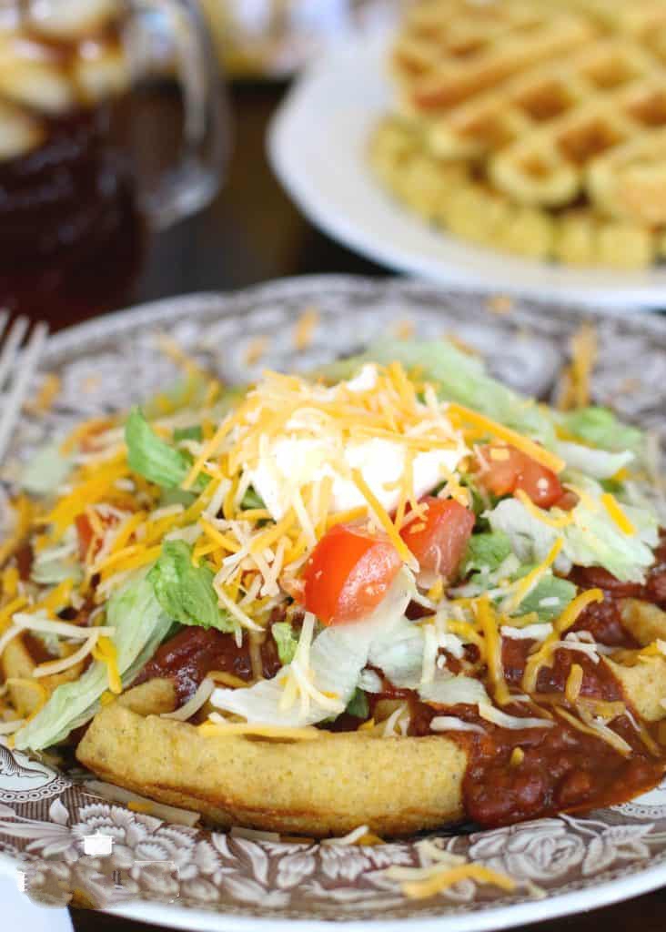 Cornbread Waffles with Chili and Fixins' Kitchen Pad