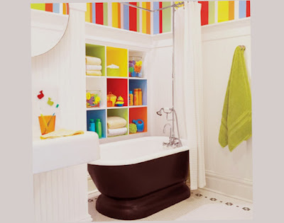 Black And White Boys Bathroom Decor for Bathup With Rack For Bathing Laying Equipment Image