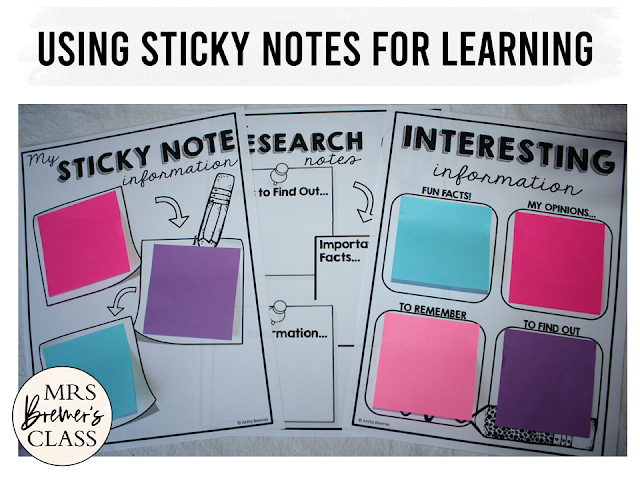 Sticky Note learning templates for research, projects, gathering information, and more in First Grade & Second Grade