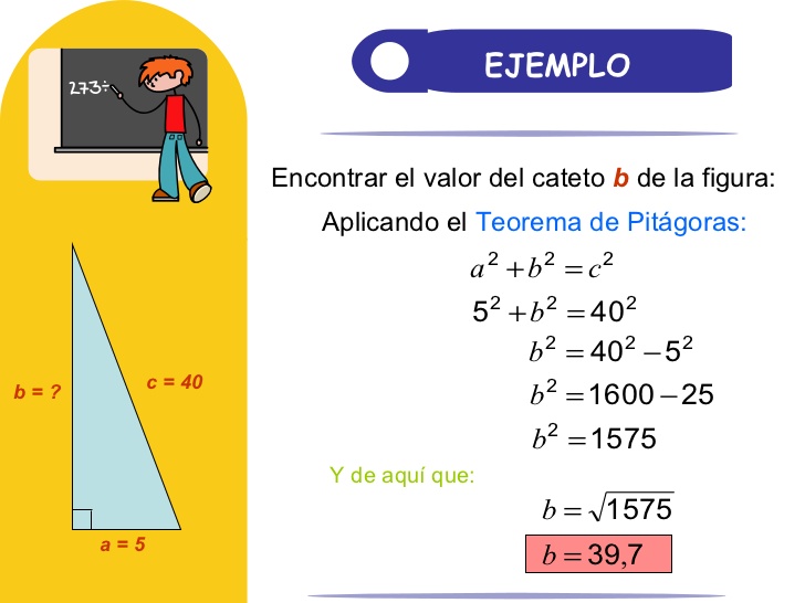 Teorema de Pitágoras Catetos a, b e hipotenusa