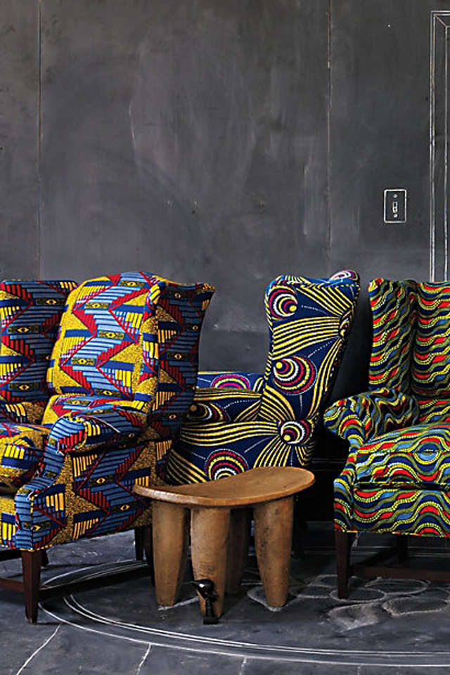The Josef Wingback Chair from Anthropologie african print home decoration