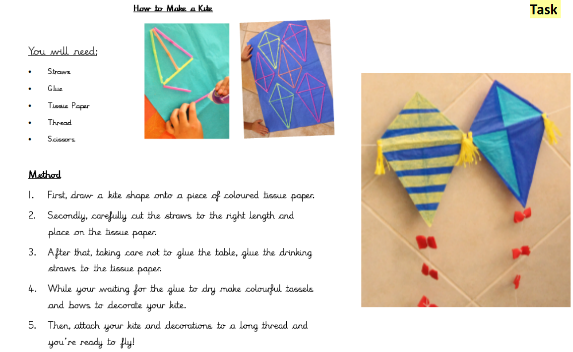 Year 2 English Kite Making