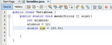 Declaración de variables ~ El mundo de Java