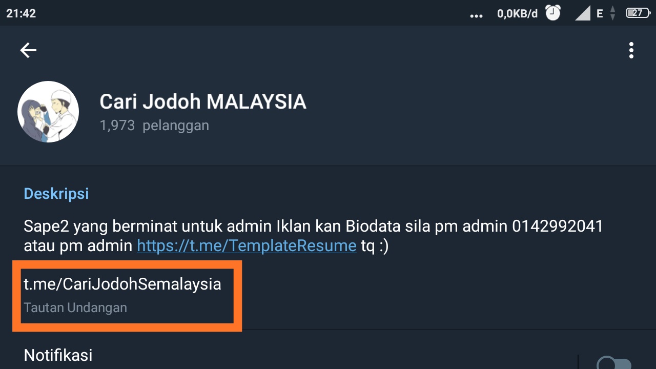 cara membuat tulisan link di telegram