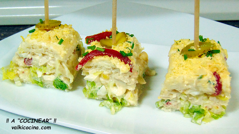 Pastel de pollo con pan de molde